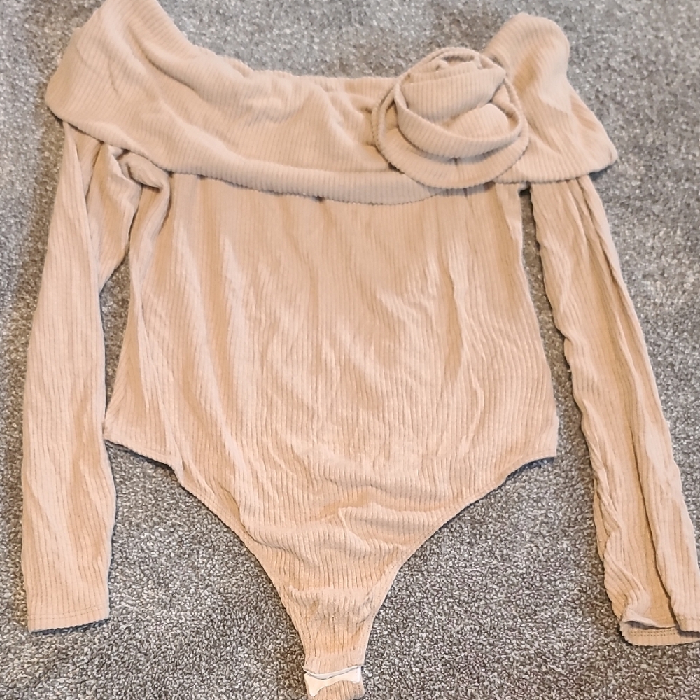 Fashion Nova Cream Ribbed Knit Top